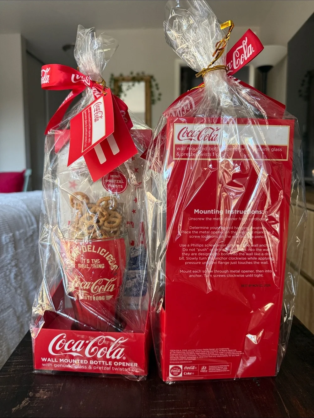 Coca Cola Red Gift Set with Branded Opener & Pretzel Cup